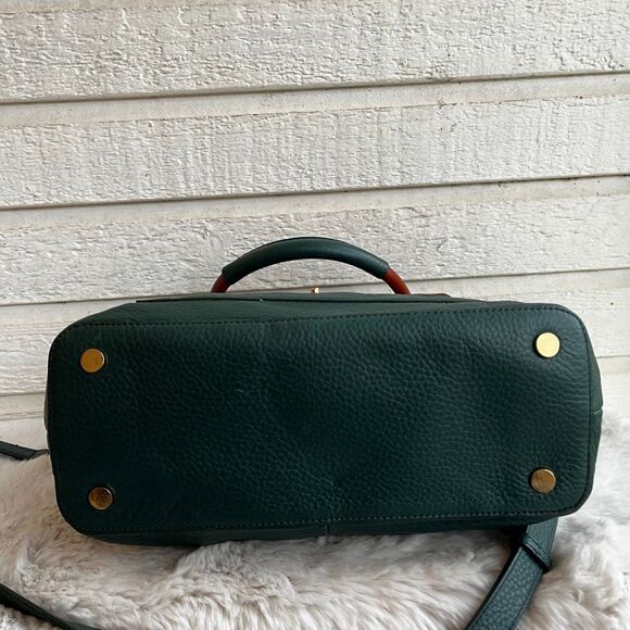 ISAAC MIZRAHI Green Brown Leather Laptop Work Tote Shoulder Bag Bridgehampton - Picture 9 of 12